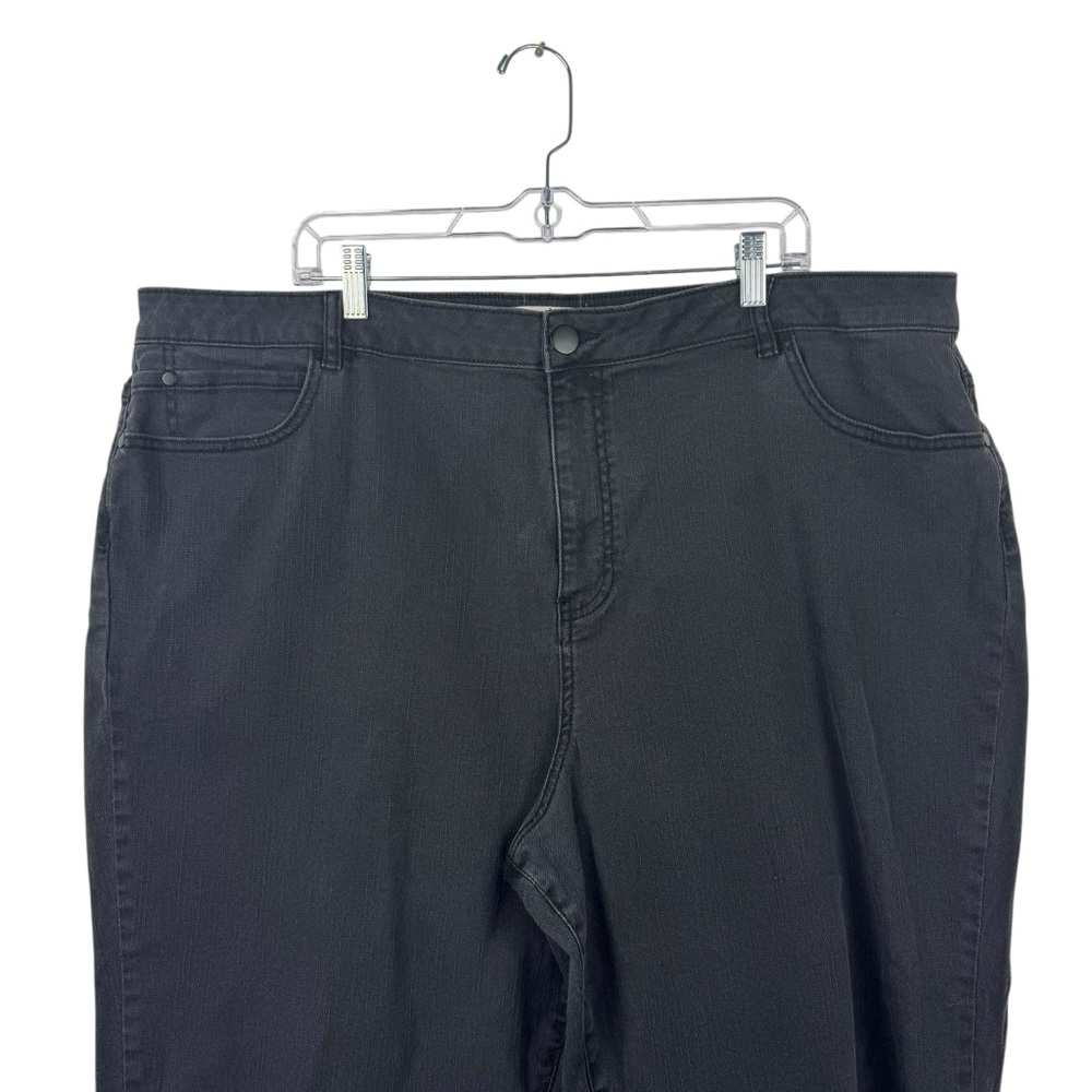 ELOQUII Washed Black Straight Jeans Stretch‎ Distressed Busted Knee Plus Size 24 - Picture 2 of 15